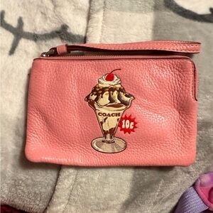 Coach Pink Wristlet with Sundae Motif